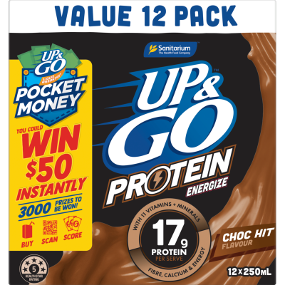 Sanitarium Up & Go Protein Energize Choc Hit Flavour Liquid Breakfast 3l