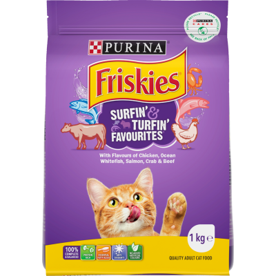 Purina Friskies Surfin' & Turfin' Adult Dry Cat Food 1kg