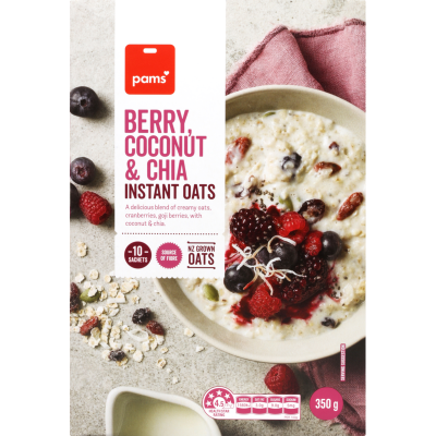 Pams Berry Coconut & Chia Instant Oats Sachets 12 x 29.2g
