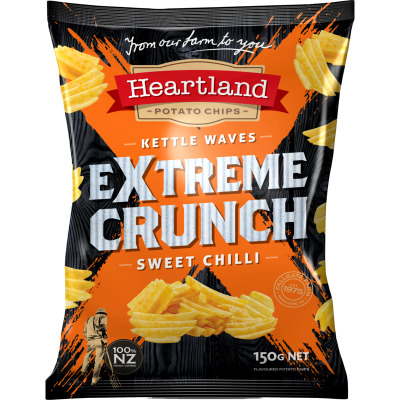 Heartland Extreme Crunch Sweet Chilli Kettle Waves Potato Chips 150g
