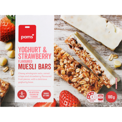 Pams Yoghurt & Strawberry Flavoured Muesli Bars 6pk