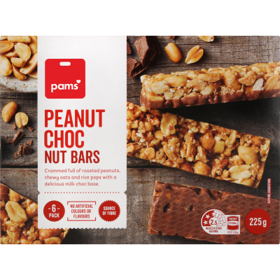 Pams Peanut Choc Nut Bars 6pk