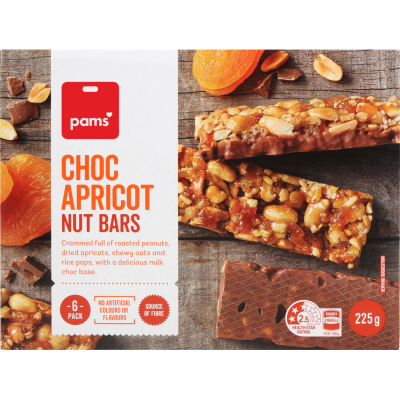 Pams Choc Apricot Nut Bars 6pk
