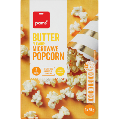 Pams Butter Flavour Microwave Popcorn 3 x 85g