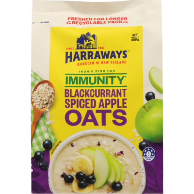 Harraways Immunity Blackcurrant Spiced Apple Oats 800g