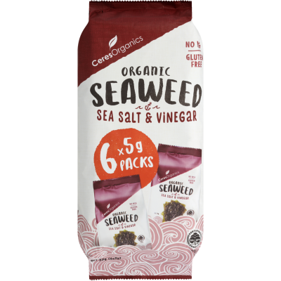 Ceres Organics Sea Salt & Vinegar Organic Seaweed Mulitpack 6 x 5g