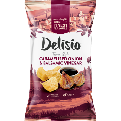 Bluebird Delisio Tuscan Style Caramelised Onion & Balsamic Vinegar Potato Chips 140g