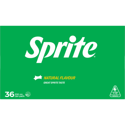 Sprite Natural Flavour Soft Drink Cans 36 x 330ml