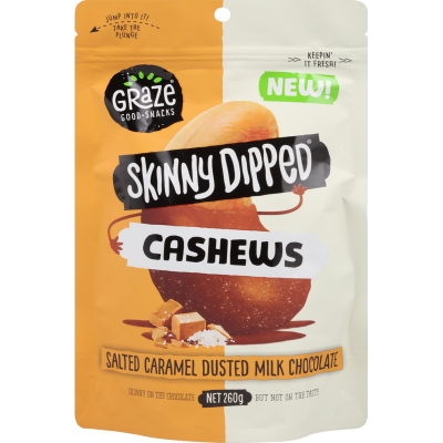 Graze Skinny Dipped Salted Caramel Milk Chocolate Cashews 260g