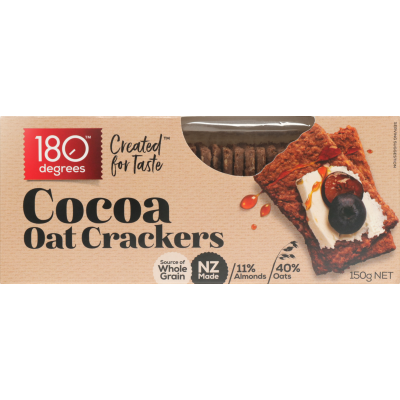 180 Degrees Cocoa Oat Crackers 150g