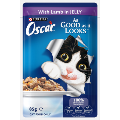 Purina Oscar Adult Lamb Jelly Wet Cat Food Pouch 12 x 7.1g
