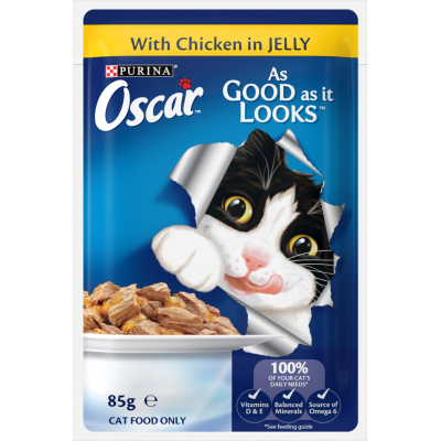 Purina Oscar Adult Chicken Jelly Wet Cat Food Pouch 12 x 7.1g