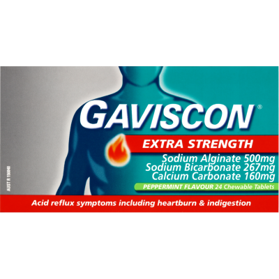 Gaviscon Extra Strength Peppermint Heartburn & Indigestion Relief Chewable Tablets 24pk