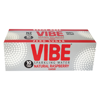 Vibe  Natural Raspberry Flavour Sparkling Water Cans 10 x 330ml