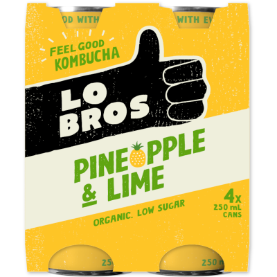 Lo Bros Pineapple & Lime Kombucha 4 x 250ml