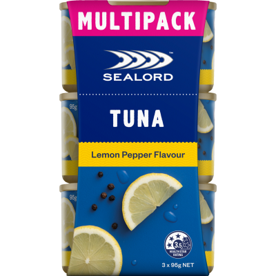 Sealord Lemon Pepper Flavour Tuna Multipack 3 x 95g