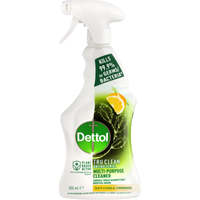 Dettol True Clean Zesty Citrus Multipurpose Cleaner Antibacterial Spray 500ml