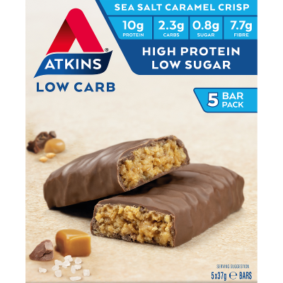 Atkins Low Carb Sea Salt Caramel Crisp Bars 5 x 37g