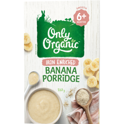 Only Organic Iron Enriched Banana Porridge 6+ Months 120g