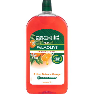 Palmolive Antibacterial 2 Hour Defence Orange Liquid Hand Wash Soap Refill 1l