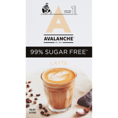 Avalanche 99% Sugar Free Latte Coffee Sachets 10 x 16g