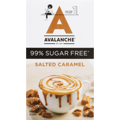 Avalanche 99% Sugar Free Salted Caramel Drinking Chocolate 10 x 20g