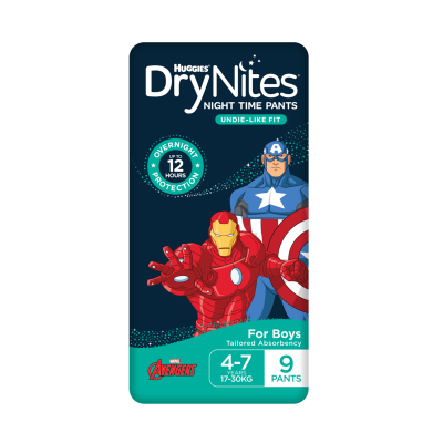 Huggies DryNites Night Time Pants for Boys 4-7 Years 17-30kg 9pk