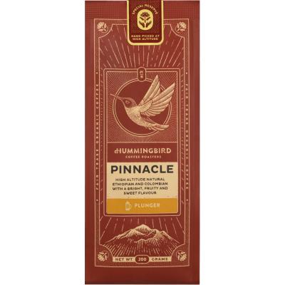 Hummingbird Special Reserve Pinnacle Fair Trade Organic Fresh Plunger Grind Coffee 200g