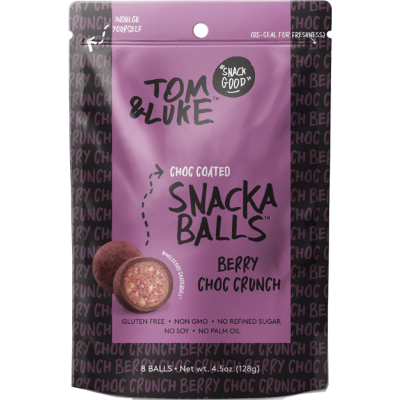 Tom & Luke Berry Choc Crunch Choc Coated Snackaballs 128g