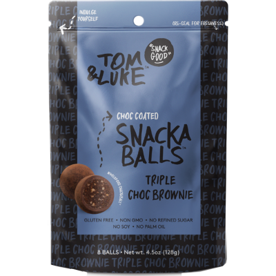 Tom & Luke Triple Chocolate Brownie Choc Coated Snackaballs 128g