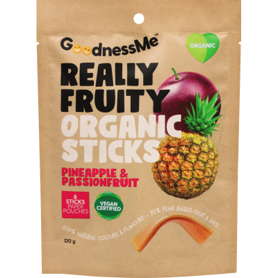 GoodnessMe Really Fruity Sticks Pineapple & Passionfruit 8 x 15g
