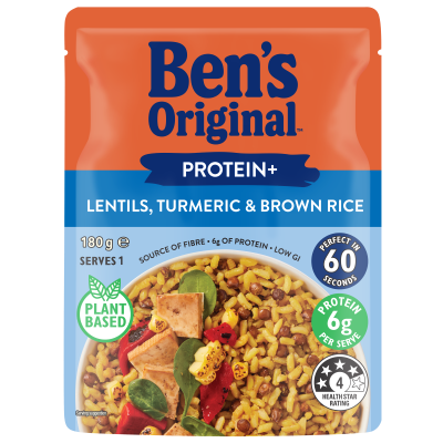 Ben's Original Protein+ Lentils Turmeric & Brown Rice Microwave Pouch 180g