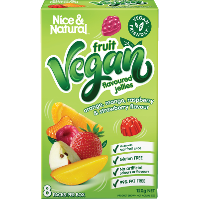 Nice & Natural Orange Mango Raspberry & Strawberry Vegan Jellies Snacks 8 x 15g