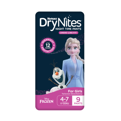 Huggies DryNites Night Time Pants for Girls 4-7 Years 17-30kg 9pk