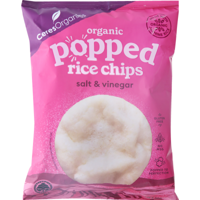 Ceres Organics Salt & Vinegar Popped Rice Chips 100g