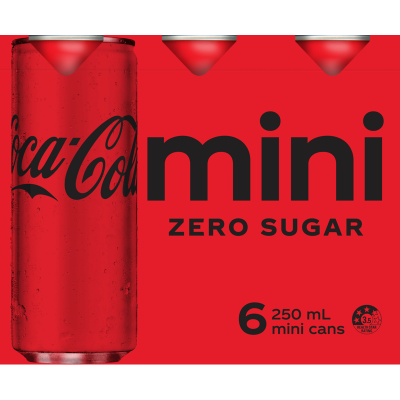 Coca-Cola Zero Sugar Soft Drink Mini Cans 6 x 250ml