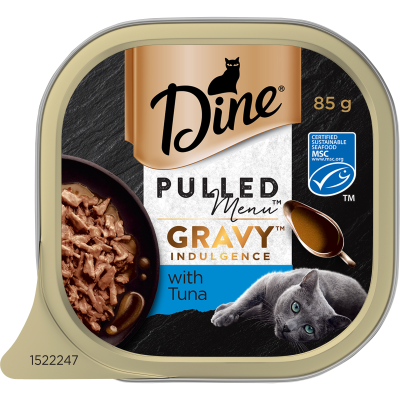 Dine Pulled Menu Gravy Indulgence With Tuna Wet Cat Food 85g