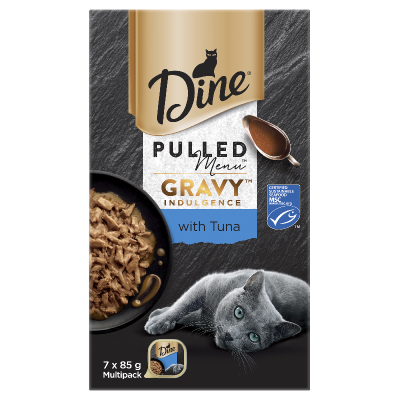 Dine Pulled Menu Gravy Indulgence With Tuna Wet Cat Food 7 x 85g