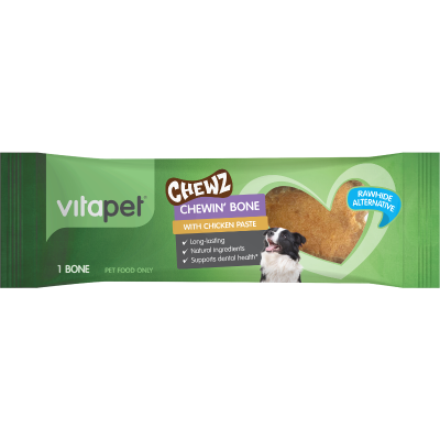 VitaPet Chewz Chewin' Bone With Chicken Paste Rawhide Alternative 1EA