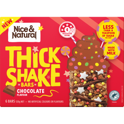 Nice & Natural Chocolate Flavour Thick Shake Bars 6 x 20g