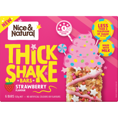 Nice & Natural Strawberry Flavour Thick Shake Bars 6 x 20g