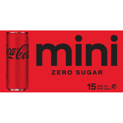 Coca-Cola Zero Sugar Soft Drink Mini Cans 15 x 250ml