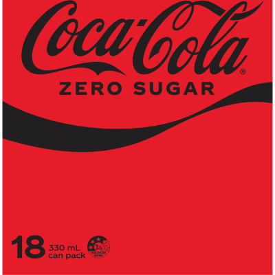 Coca-Cola Zero Sugar Soft Drink Cans 18 x 330ml