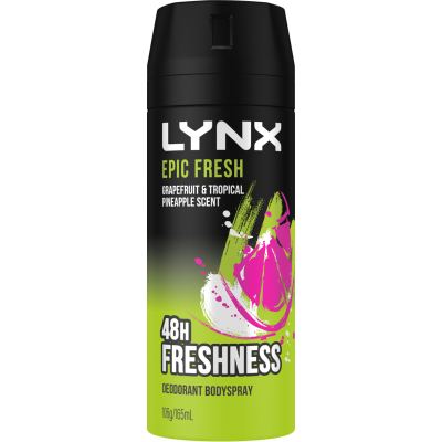 Lynx Epic Fresh Grapefruit & Tropical Pineapple Scent 48hr Deodorant Bodyspray 165ml
