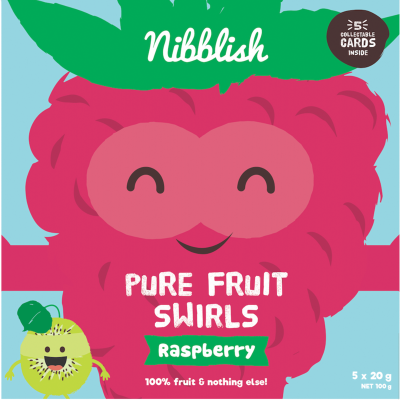 Nibblish Raspberry Pure Fruit Swirls 5 x 20g