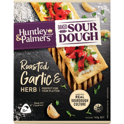 Huntley & Palmers Roasted Garlic & Herb Baked Sourdough Crackers 140g