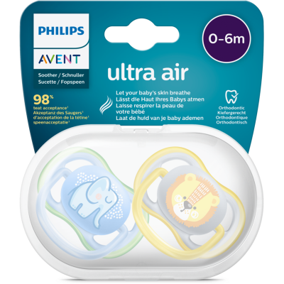 Philips Avent Avent Ultra Air Blue 0-6 Months Soother 2pk