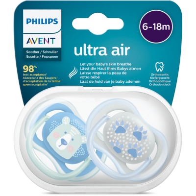 Philips Avent Avent Ultra Air Blue 6-18 Months Soother 2pk