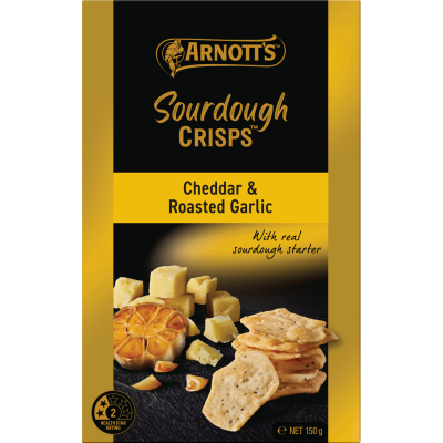 Arnott's Sourdough Crisps Cheddar & Roast Garlic Crackers 150g