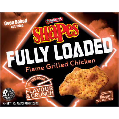 Arnott's Shapes Fully Loaded Flame Grilled Chicken Flavoured Biscuits 130g